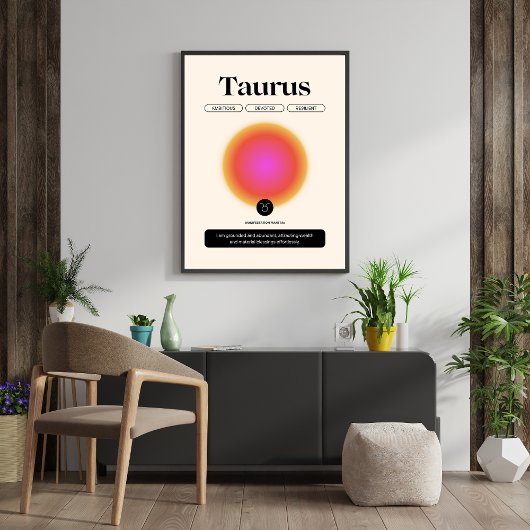 Aura Gradient Taurus Sterrenbeeld Manifestatie Kun Poster
