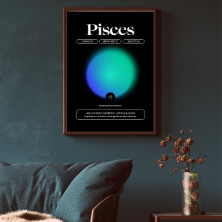 Aura Gradient Vissen Dierenriem Teken Manifestatie Poster