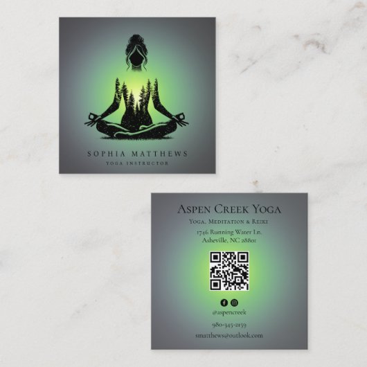 Aura Meditatie Yoga Vierkant Visitekaartje (Voorkant / Achterkant)