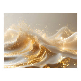 Aura of Gold – Elegant White & Gold Abstract Wall  Foto Afdruk