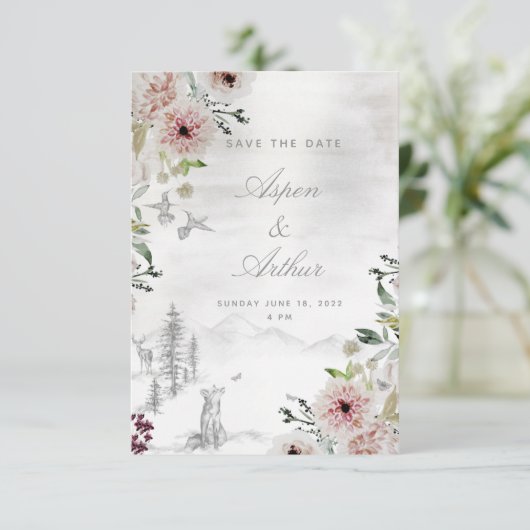 Aura of Natuur Wedding Save the Date Card (Staand voorkant)
