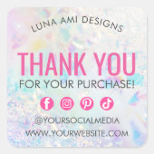 Aura Quartz Crystal Regenboog Modern Bedankt Beste Vierkante Sticker (Voorkant)