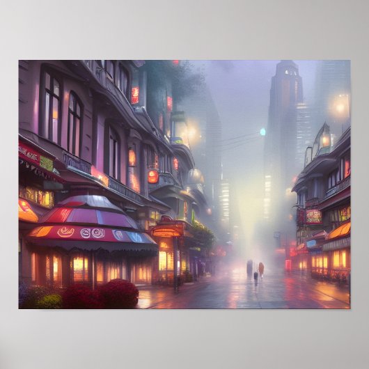 Auracore Fantasy Cityscape Digital Art Poster (Voorkant)