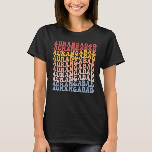 Aurangabad City Groovy Retro T-shirt (Voorkant)
