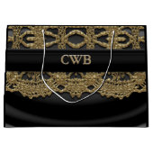 Auré Victoriaans Black Elegant Monogram Groot Cadeauzakje (Voorkant)