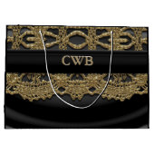 Auré Victoriaans Black Elegant Monogram Groot Cadeauzakje (Achterkant)