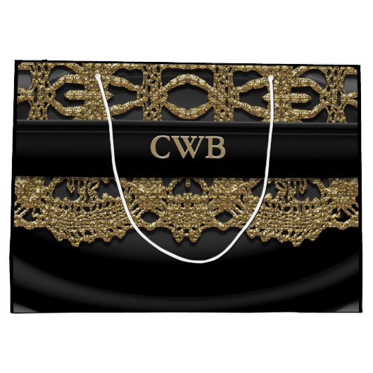 Auré Victoriaans Black Elegant Monogram Groot Cadeauzakje (Achterkant)