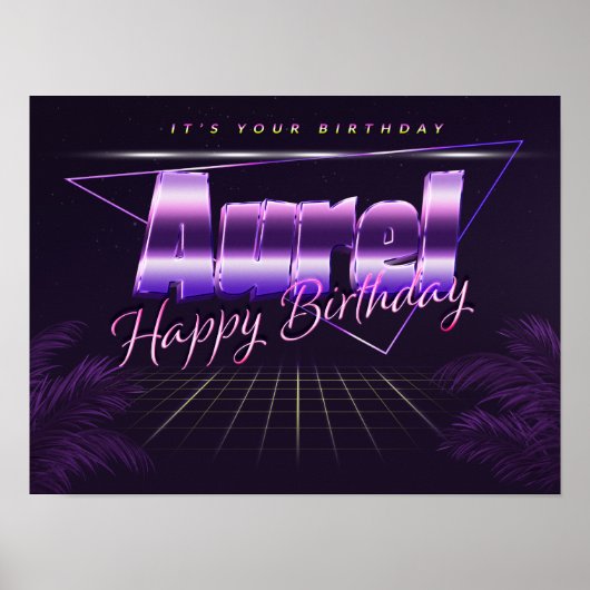 Aurel Name Vorname retro Poster Geburtstag (Voorkant)
