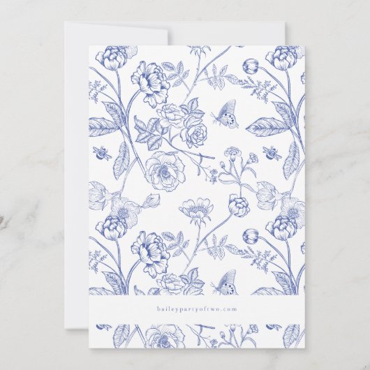 AURELIA Chinoiserie Blauw Victoriaans Bloemen Brui Kaart (Achterkant)