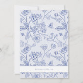 AURELIA Chinoiserie Blauw Victoriaans Bloemen Brui Kaart (Achterkant)