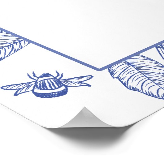 AURELIA Chinoiserie Blauw Victoriaans Bloemen Brui Poster (Hoek)