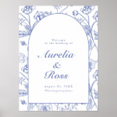 AURELIA Chinoiserie Blauw Victoriaans Bloemen Brui Poster (Voorkant)