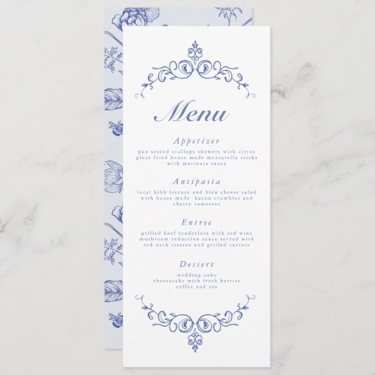 AURELIA Chinoiserie Frans Victoriaans Menu Kaarten (Voorkant / Achterkant)