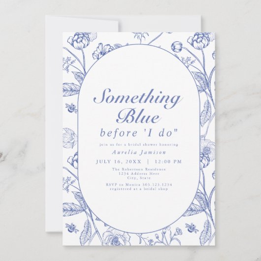 AURELIA Chinoiserie Iets blauw Vrijgezellenfeest Kaart (Voorkant)