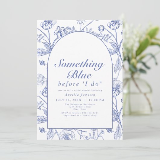 AURELIA Chinoiserie Iets blauw Vrijgezellenfeest Kaart (Staand voorkant)