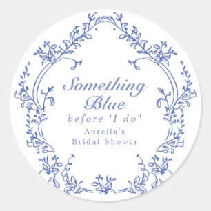 AURELIA Chinoiserie Something Blue Bruidsdouche Ronde Sticker