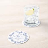 AURELIA Chinoiserie Something Blue Bruiloftsfeest Ronde Kartonnen Onderzetter (Insitu)