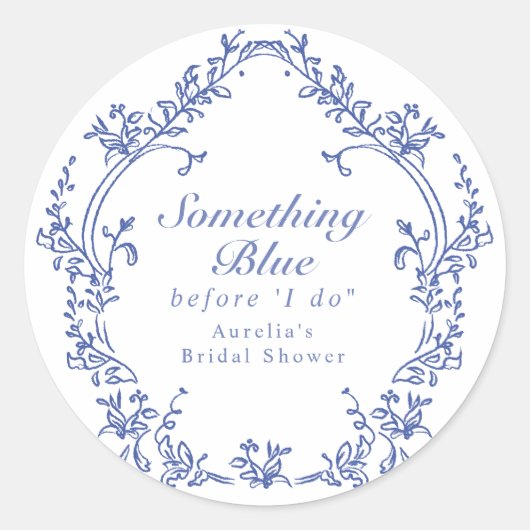 AURELIA Chinoiserie Something Blue Bruiloftsfeest Ronde Sticker (Voorkant)
