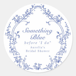 AURELIA Chinoiserie Something Blue Bruiloftsfeest Ronde Sticker