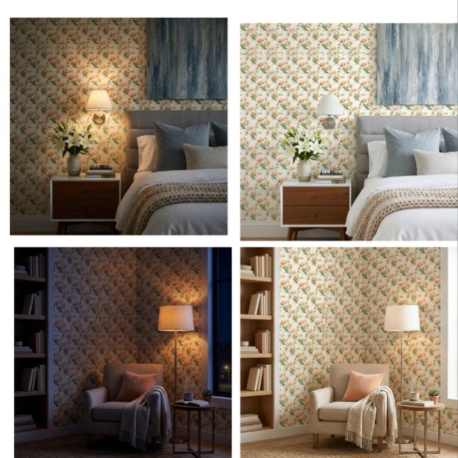 Aurelia Poppy House Bloem Peel & Stick Behang (Give your Airbnb a boutique hotel makeover in minutes)