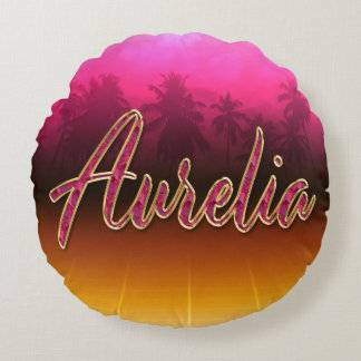 Aurelia Vorname Name golden pink Kissen Rond Kussen