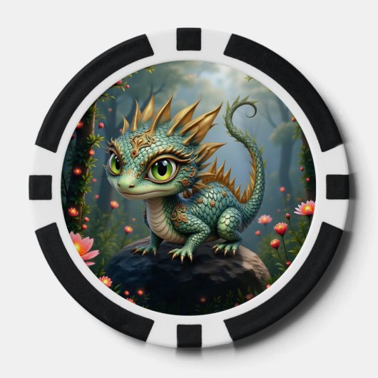 Auren – Kleine Smaragd Bosdraak Poker Chips (Voorkant)