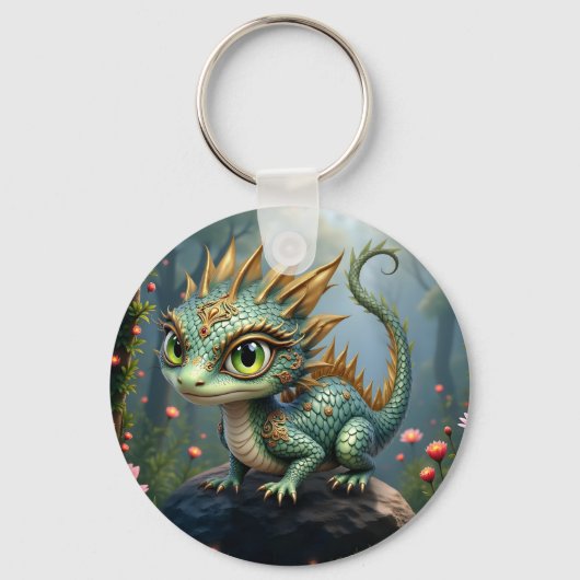 Auren – Kleine Smaragd Bosdraak Sleutelhanger (Voorkant)