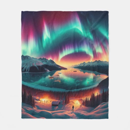 Aureola Borealis in Alaska Fleece Deken (Voorkant)