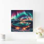 Aureola Borealis in Alaska Vierkante Klok (Huis)
