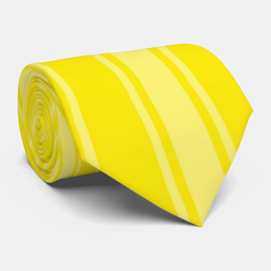Aureolin Kleur Streep Funky Patroon Stropdas (Opgerold)