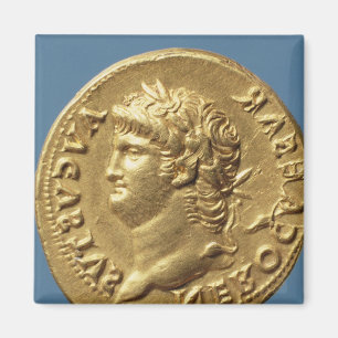 Aureus van Nero met een laurierspier Magneet