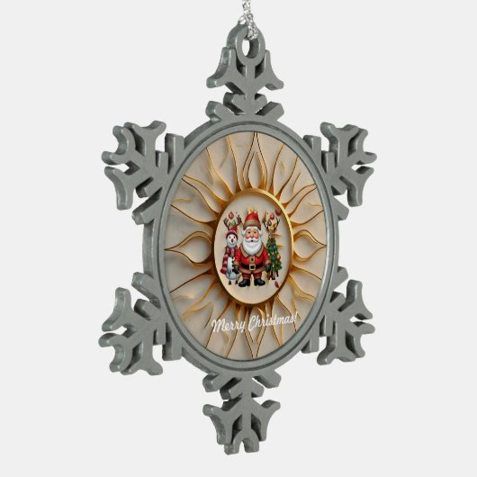 "Auric Sunlight" Tin Sneeuwvlok Ornament (Links)