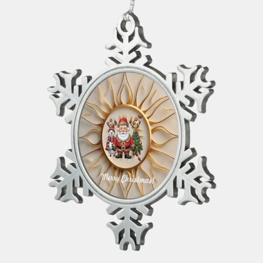 "Auric Sunlight" Tin Sneeuwvlok Ornament (Rechts)