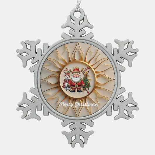 "Auric Sunlight" Tin Sneeuwvlok Ornament (Voorkant)