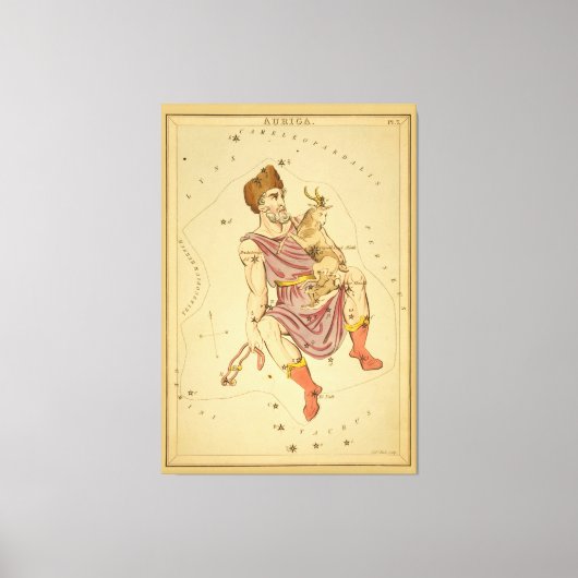 Auriga Charioter  Astronomische Star Chart Canvas Afdruk (Voorkant)