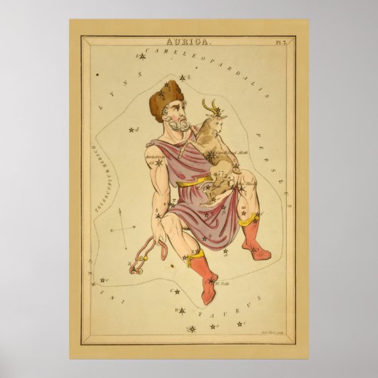 Auriga Charioter  Astronomische Star Chart Poster (Voorkant)
