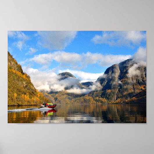 Aurlandsfjord Flam Norwegian Fjord Noorwegen Poster (Voorkant)