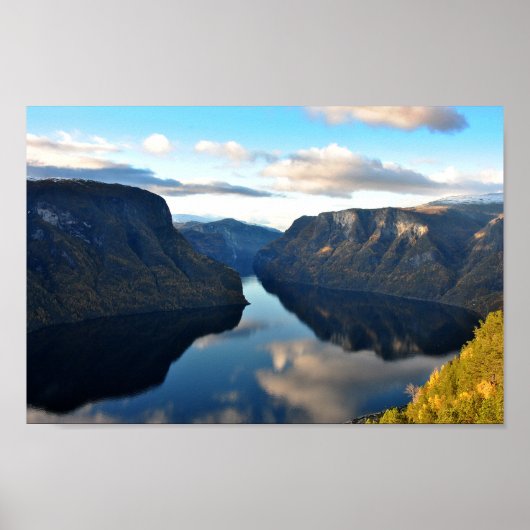 Aurlandsfjord Flam Norwegian Fjord Noorwegen Poster (Voorkant)
