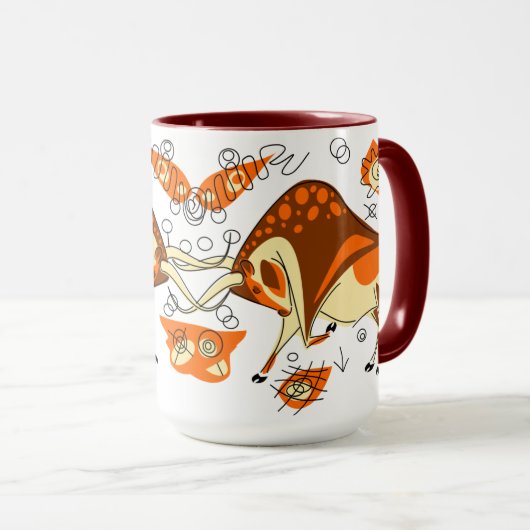 Auroch Cave Painting met Entoptocs Mok (Voorkant rechts)