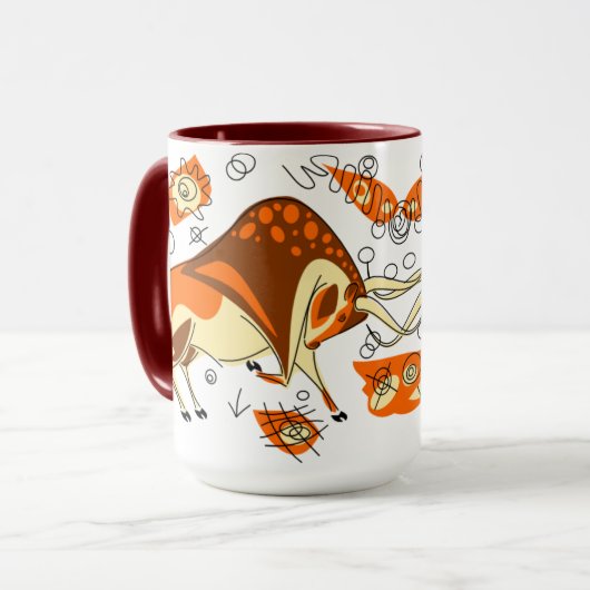 Auroch Cave Painting met Entoptocs Mok (Voorkant links)