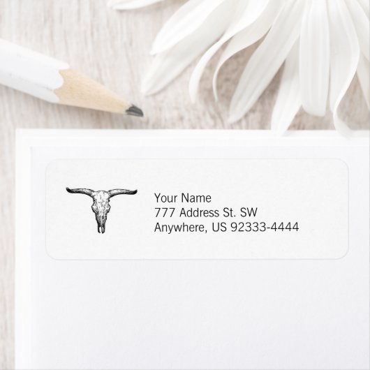  Aurochs Skull Illustratie Etiket (Insitu)