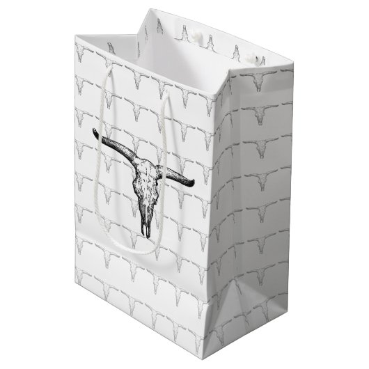 Aurochs Skull Illustratie Medium Cadeauzakje (Voorkant Gekanteld)