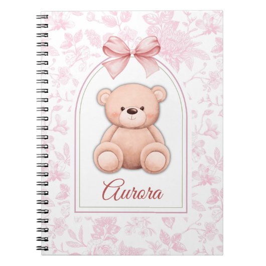 Aurora | Aangepaste Roze Teddybeer Nursery Design Notitieboek (Voorkant)