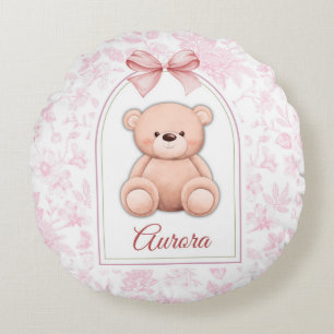 Aurora Aangepaste Roze Teddybeer Nursery Design Rond Kussen