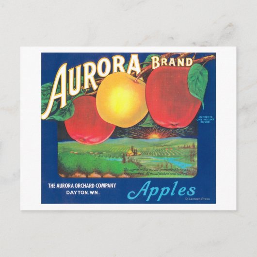 Aurora Apple Label (blauw) - Dayton, WA Briefkaart (Voorkant)