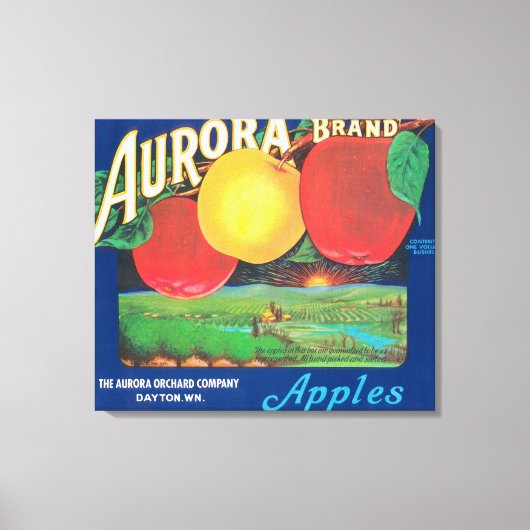 Aurora Apple Label (blauw) - Dayton, WA Canvas Afdruk (Voorkant)