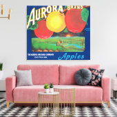Aurora Apple Label (blauw) - Dayton, WA Canvas Afdruk (Insitu (Woonkamer))