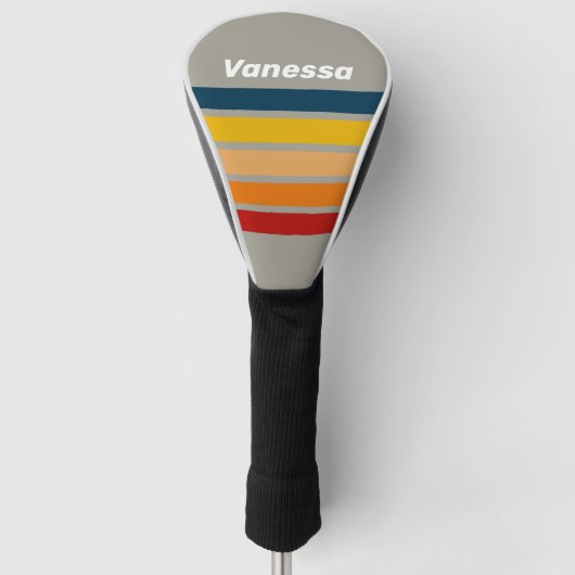 Aurora Arcade Dwars Strepen met Naam Golfheadcover (Voorkant)