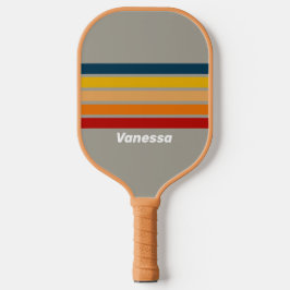 Aurora Arcade Overdwars Gestreepte met Naam Pickleball Paddle