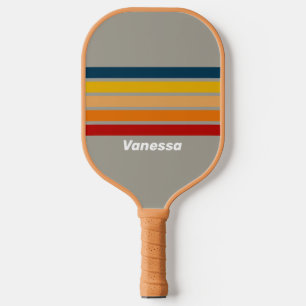 Aurora Arcade Overdwars Gestreepte met Naam Pickleball Paddle